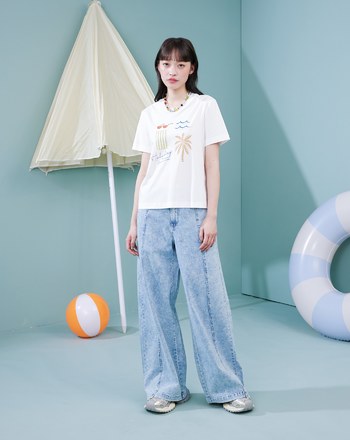 海邊度假印花涼感T恤(兩色)