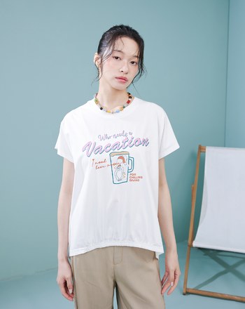 我想去啤酒海度假鬆緊涼感T恤(兩色)