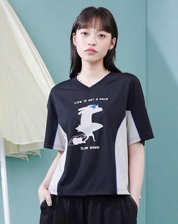 衝浪狗狗顯瘦V領涼感T恤(兩色)