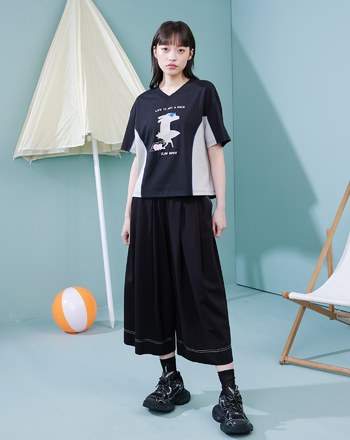 衝浪狗狗顯瘦V領涼感T恤(兩色)