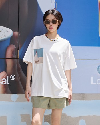 蛋糕織片口袋抓褶涼感T恤(兩色)