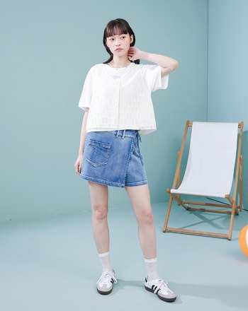 棉質蕾絲背心兩件式涼感T恤(兩色)