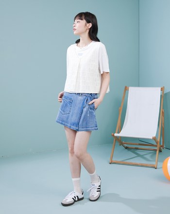 棉質蕾絲背心兩件式涼感T恤(兩色)