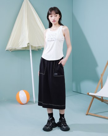 海浪線條彈力羅紋背心(兩色)