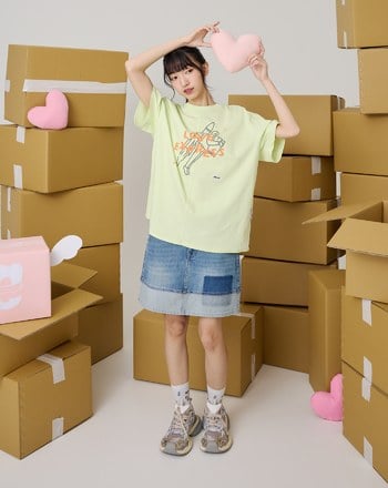 ➤│好事計劃│愛心沒有距離oversizeT恤(淺綠)