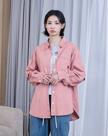 G字水洗兩穿可拆袖牛仔襯衫(兩色)