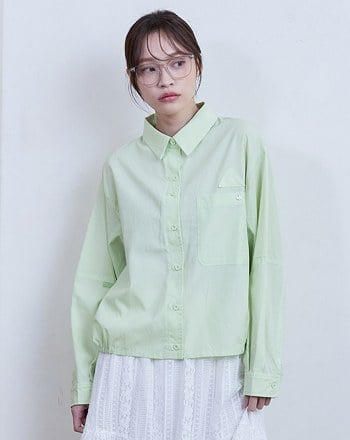 天絲造型門襟短版襯衫(兩色)