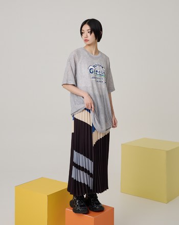 配色造型太陽褶裙(兩色)