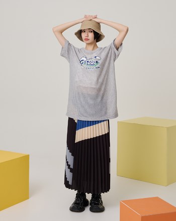 配色造型太陽褶裙(兩色)