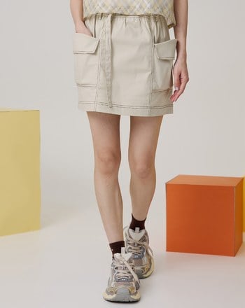 反摺大口袋不走光工裝短褲裙(兩色)