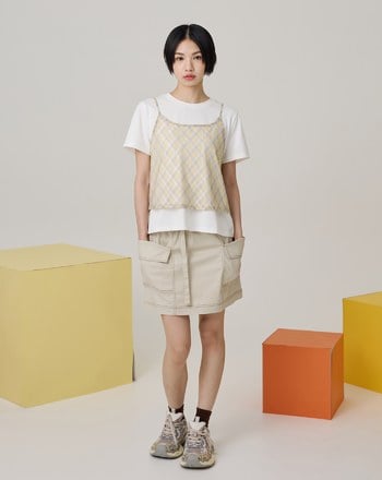 反摺大口袋不走光工裝短褲裙(兩色)