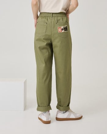 POKER LOVER毛巾繡反摺造型男友褲(兩色)