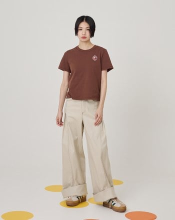 好比例配色線大反摺落地寬褲(兩色)