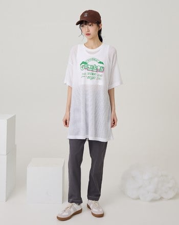 透膚兩件式遊戲登入oversizeT恤(兩色)