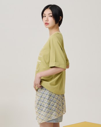 標語繡花紋理拉克蘭袖涼感T恤(兩色)