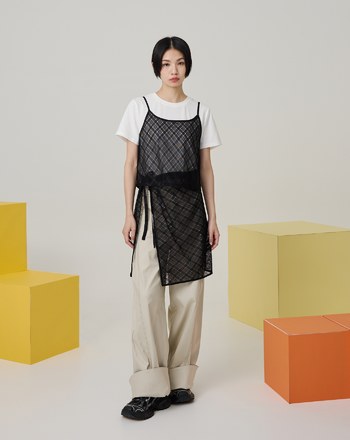 菱格網紗背心兩件式涼感T恤(兩色)