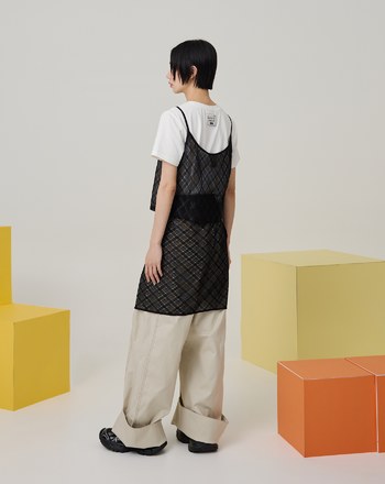 菱格網紗背心兩件式涼感T恤(兩色)