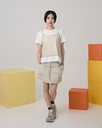 菱格網紗背心兩件式涼感T恤(兩色)