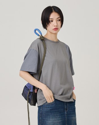 天絲曖昧色拼接T恤(兩色)