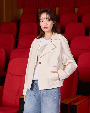 單扣短版造型風衣外套(兩色)