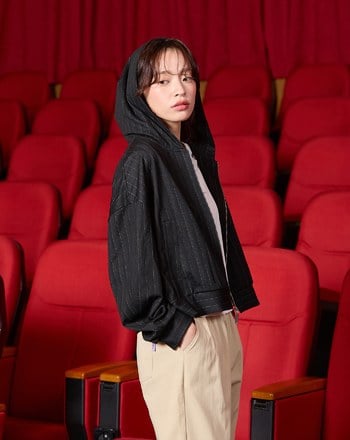 ➤條紋針織連帽拉鍊外套(兩色)