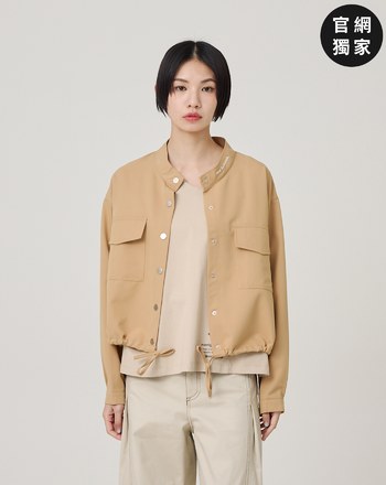 ➤標語繡花抽繩遮陽襯衫外套(兩色)