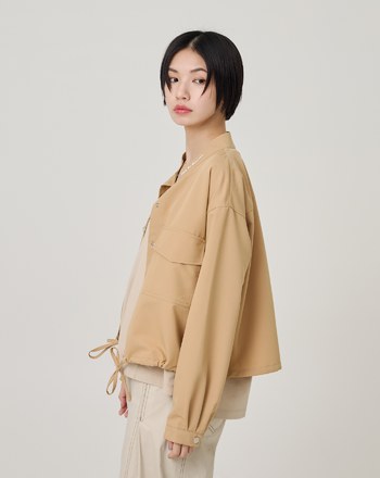 ➤標語繡花抽繩遮陽襯衫外套(兩色)