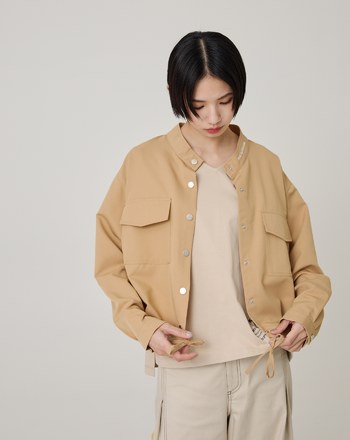 ➤標語繡花抽繩遮陽襯衫外套(兩色)