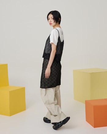 菱格網紗造型外搭裙簾(兩色)