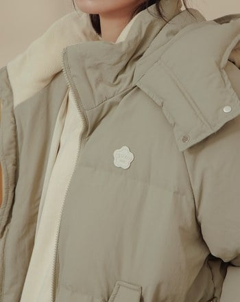 ➤撞色蓬蓬連帽羽絨外套(三色)