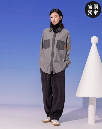 ➤水洗牛仔拼接長袖襯衫(兩色)