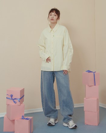 ➤廓型袖隱形口袋長袖襯衫(兩色)