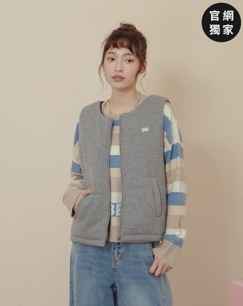 ➤仿羊絨坑條保暖拉鍊背心(兩色)