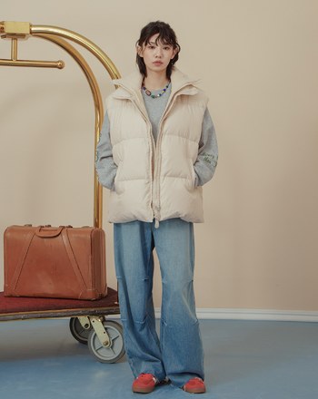 ➤雙拉鍊羅紋高領羽絨背心(兩色)