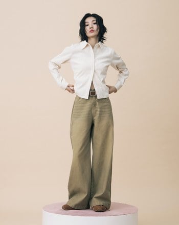 A｜立體條紋布抽繩收腰合肩襯衫(兩色)