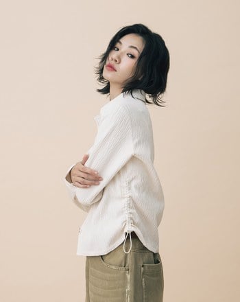 A｜立體條紋布抽繩收腰合肩襯衫(兩色)