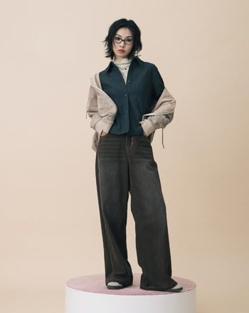 A｜立體條紋布抽繩收腰合肩襯衫(兩色)