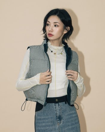 A｜雙面穿立領抽繩短版背心(兩色)