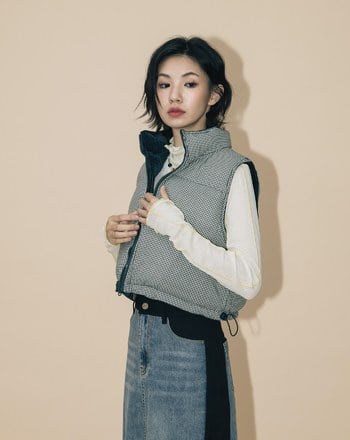 A｜雙面穿立領抽繩短版背心(兩色)