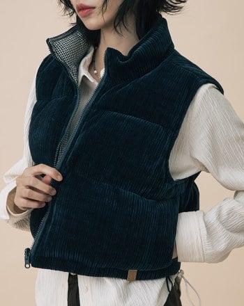 A｜雙面穿立領抽繩短版背心(兩色)