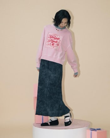 A｜水洗仿舊剪破純棉直筒長裙(兩色)