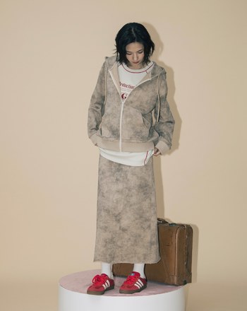 A｜水洗仿舊剪破純棉直筒長裙(兩色)