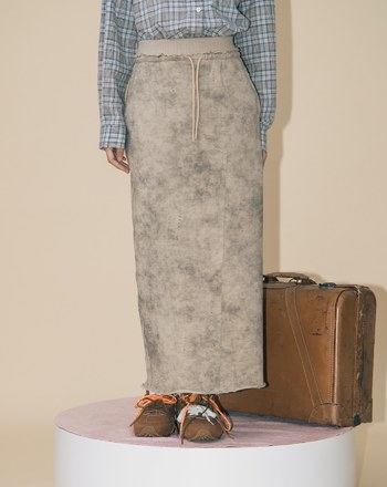 A｜水洗仿舊剪破純棉直筒長裙(兩色)