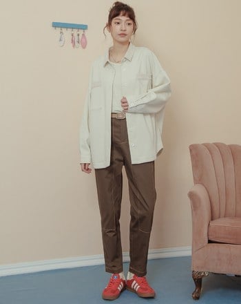 顯瘦配色壓線剪接男友褲(兩色)