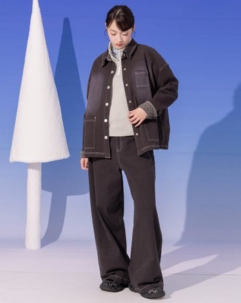 好比例豹紋拼接直筒寬褲(兩色)