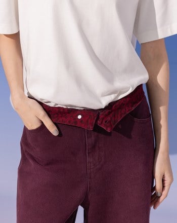 好比例豹紋拼接直筒寬褲(兩色)