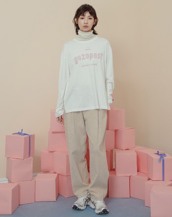 顯瘦剪接水洗腰頭抽鬚廓型褲(兩色)