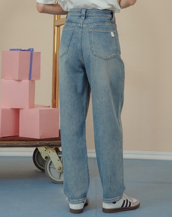 顯瘦刷色彈性牛仔男友褲(兩色)