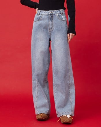 迪士尼系列 萬事通繡花直筒顯瘦牛仔褲(兩色)