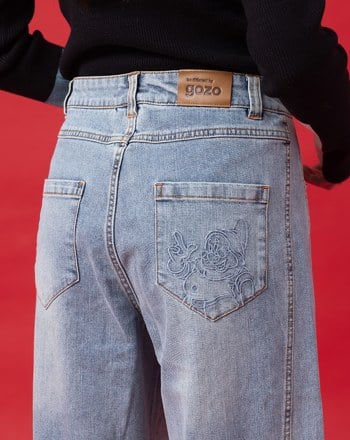 迪士尼系列 萬事通繡花直筒顯瘦牛仔褲(兩色)